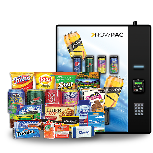 vending machines with many stock options like snacks, drinks, or products